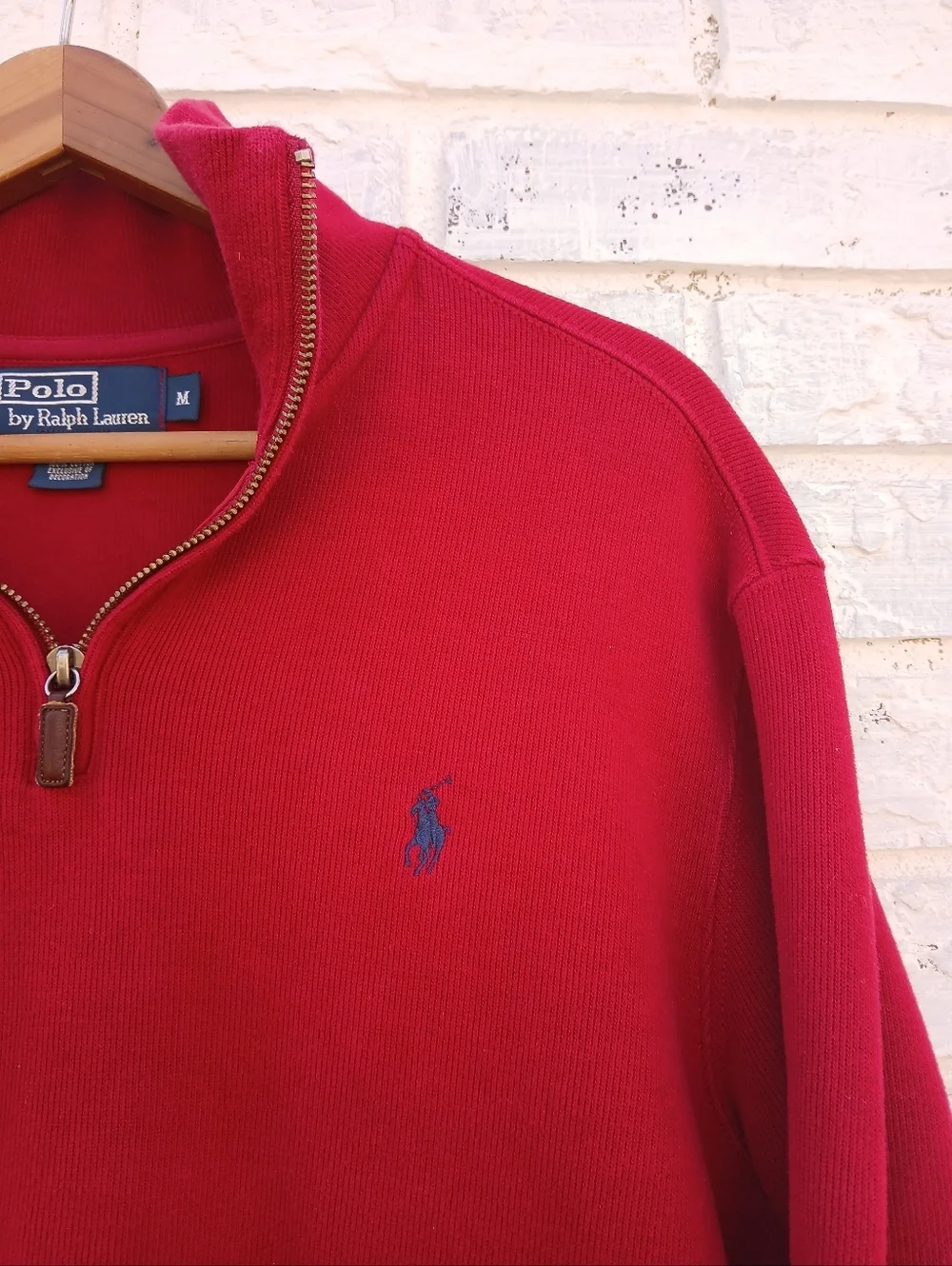 Vintage Polo Ralph Lauren Estate Rib Quarter Zip Red Medium